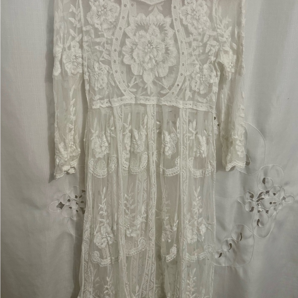 Classic, Beautiful Floral Lace Dress.  Long Sleeves, Unlined.